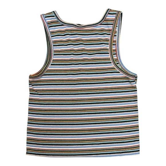 Urban Outfitters Tank Scoop Neck Striped Embroidered  Mushroom Core size Medium - Picture 4 of 6